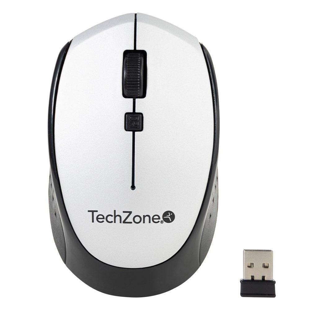 Mouse Ergonómico TechZone Óptico TZ19MOU01-INA, Inalámbrico, USB, 1600DPI, Negro/Plata