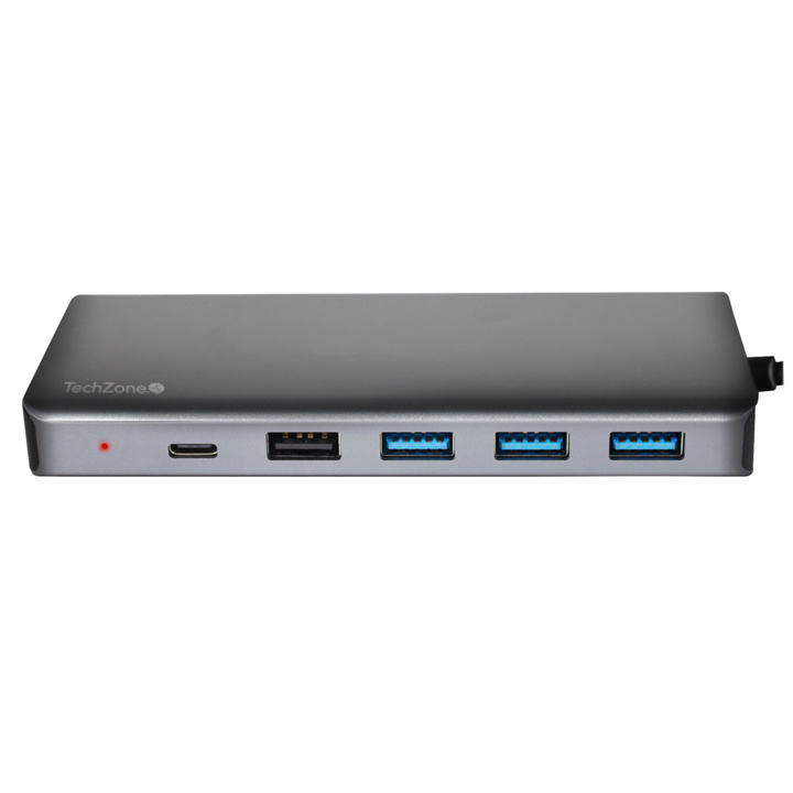 TechZone Docking Station TZ21DS2C USB-C, 3x USB 3.0, 1x USB 2.0, 2x HDMI/1x RJ-45, Negro