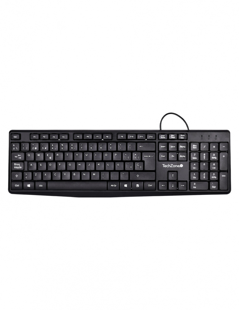 Teclado Techzone Grimly, Alámbrico, USB, Negro (Español)