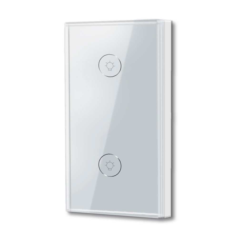 TechZone Interruptor de Luz Inteligente TZAPASH02, 2 Botones, WiFi, Blanco