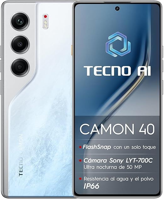 Tecno Camon 40 PRO 6.78" Dual SIM, 256GB, 8GB RAM, Blanco
