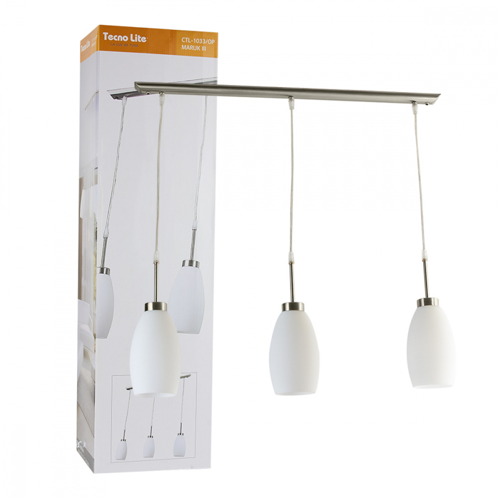 Tecnolite Lámpara Colgante Maruk III, Interiores, hasta 180W, Base E27, Plata, para Casa/Iluminación Comercial - No Incluye Foco