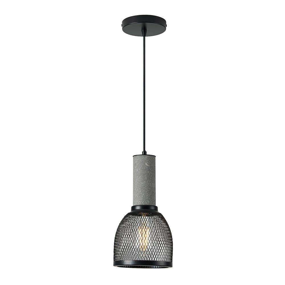 Tecnolite Lámpara Colgante ALPHER, Interiores, máx. 60W, Base E27, Negro/Gris, para Casa - No Incluye Foco