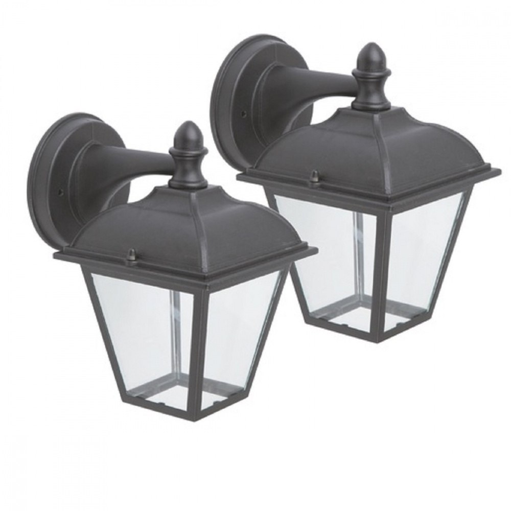 Tecnolite Kit Lámpara LED de Farol para Pared, Exteriores, Luz Suave Cálida, 8.5W, 400 Lúmenes, Negro, para Iluminación Comercial/Casa - 2 Piezas