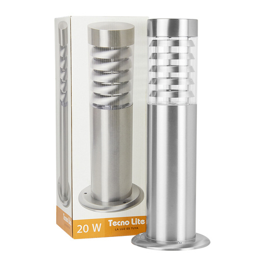 Tecnolite Lámpara Mini Poste para Piso Ankara, Exteriores, Base E27, 20W, Plata, para Iluminación Comercial/Casa - No Incluye Foco