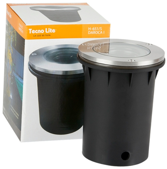 Tecnolite Lámpara LED de Piso Empotrable Daroca I, Exteriores, hasta 50W, Base GX5.3/GU10, Negro/Gris, para Casa - No Incluye Foco