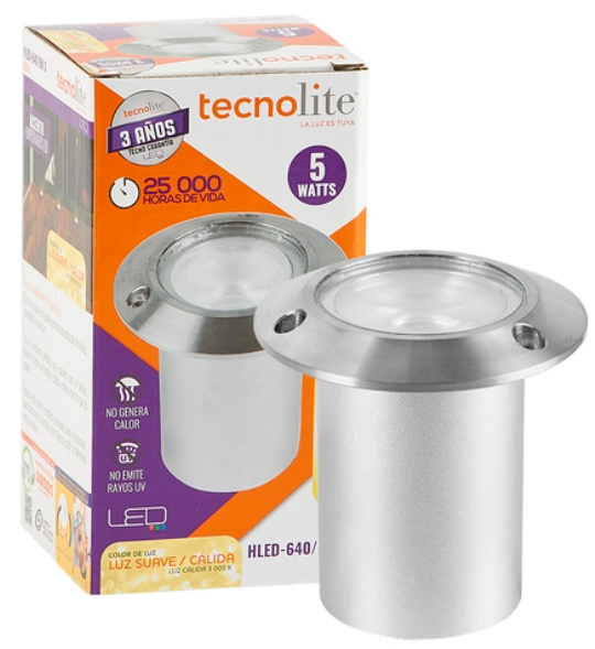 Tecnolite Lámpara LED para Piso Empotrable Adana, Interiores, Luz Suave Cálida, 5W, 150 Lúmenes, Plata, para Oficina