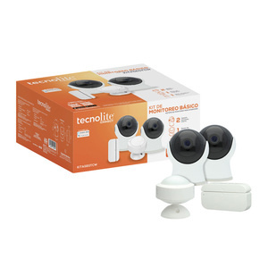 Tecnolite Kit de Vigilancia Monitoreo Básico de 2 Cámaras IP Inteligentes, con Sensor de Apertura y Sensor de Movimiento
