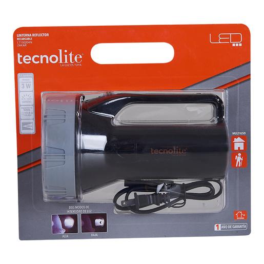 Tecnolite Linterna LED de Mano Recargable Zakar, 70 Lúmenes,