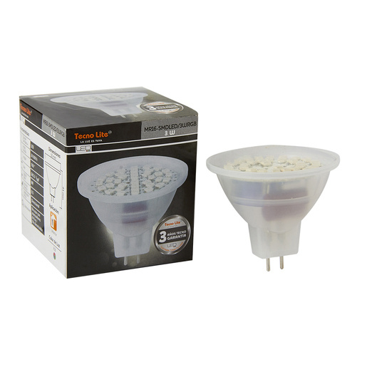 Tecnolite Foco LED, Luz RGB, Base GX5.3, 3W, Blanco