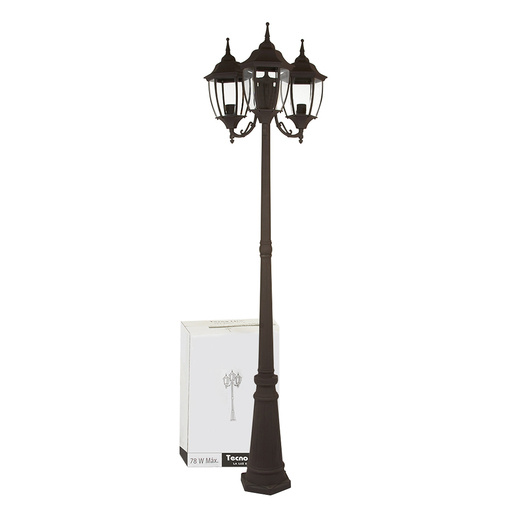 Tecnolite Lámpara Poste Badalona, Exteriores, Base E27, Café - No Incluye Focos