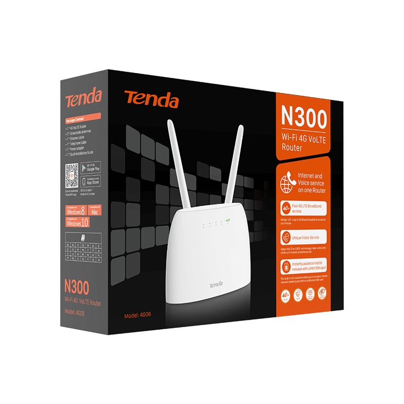 Router Tenda Fast Ethernet Firewall 4G06 N300, Inalámbrico, 300Mbit/s, 2x RJ-45, 2.4GHz, 4 Antenas Externas/Internas