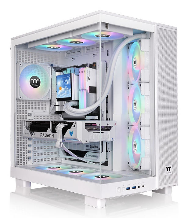 Gabinete Thermaltake View 380 XL TG ARGB Snow, Midi-Tower, ATX/Micro-ATX/Mini-ITX, USB 3.0, sin Fuente, 4 Ventiladores Instalados, Blanco