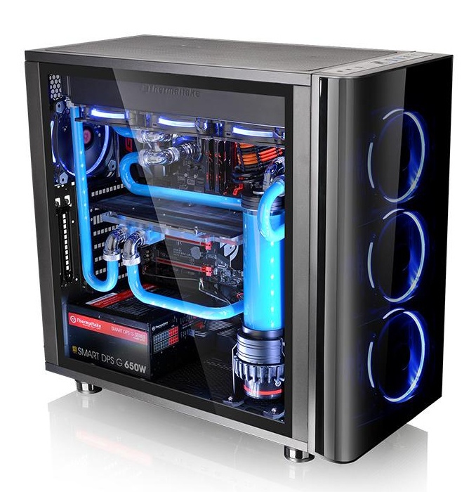 Gabinete Thermaltake View 31 TG con Ventana LED Azul, Midi-Tower, ATX/Micro-ATX/Mini-ITX, USB 2.0/3.0, sin Fuente, Negro
