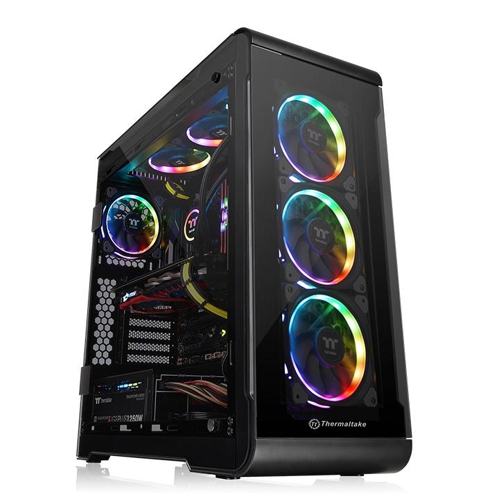 Gabinete Thermaltake View 32 RGB Edition con Ventana, Midi-Tower, ATX/Micro-STX/Mini-ITX, USB 2.0/3.1, sin Fuente, Negro