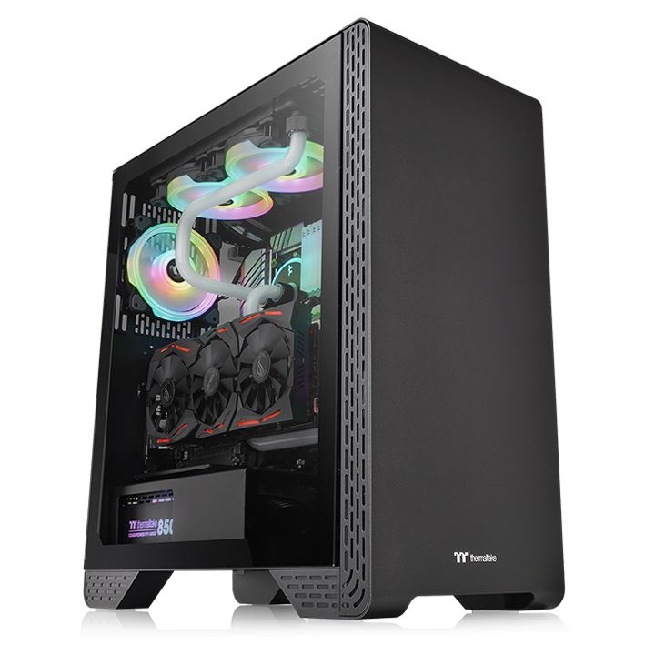 Gabinete Thermaltake S300 TG, Midi-Tower, ATX/Micro-ATX/Mini-ITX, USB 2.0/3.0, sin Fuente, 1 Ventilador Instalado, Negro