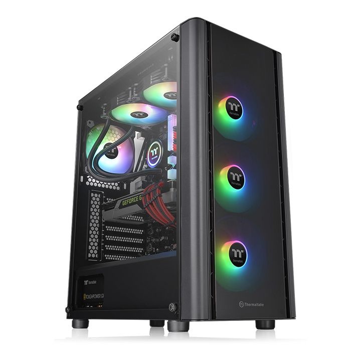 Gabinete Thermaltake V250 TG ARGB con Ventana, Midi Tower, ATX/Micro ATX/Mini-ITX, USB 2.0/3.0, sin Fuente, 4 Ventiladores Instalados (3x RGB), Negro