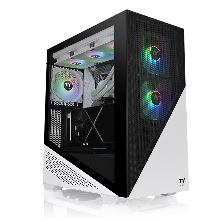 Gabinete Thermaltake Divider 370 TG Snow ARGB, Midi-Tower, ATX/EATX/Micro-ATX/Mini-ITX, USB 3.0, sin Fuente, 3 Ventiladores Instalados, Negro/Blanco 