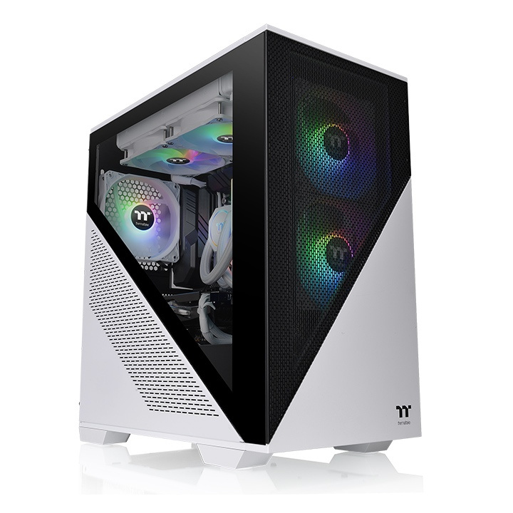 Gabinete Thermaltake Divider 170 TG Snow ARGB, Micro-Tower, Micro-ATX/Mini-ITX, USB 2.0/3.0, sin Fuente, 2 Ventiladores Instalados, Negro/Blanco