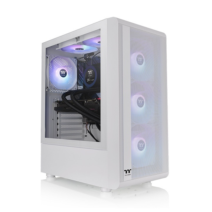 Gabinete Thermaltake S200 TG ARGB Snow, Midi-Tower, ATX/Micro-ATX/Mini-ITX, USB 3.0, sin Fuente, 3 Ventiladores Instalados, Blanco 