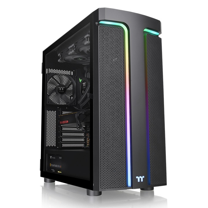 Gabinete Thermaltake H590 TG ARGB, Midi-Tower, ATX/EATX/Micro-ATX/Mini-ITX, USB 3.0, sin Fuente, 2 Ventiladores Instalados, Negro 