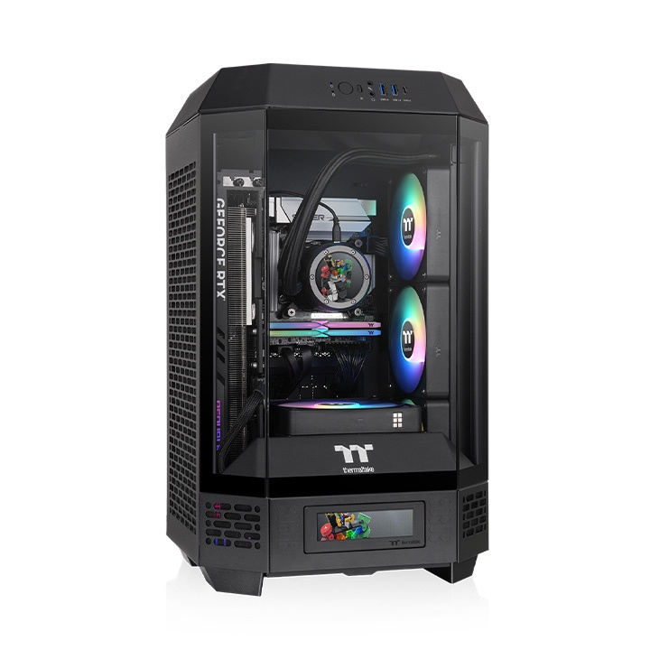 Gabinete Thermaltake The Tower 250, Mini-Tower, Mini-ITX, USB 3.0, sin Fuente, 2 Ventiladores Instalados, Negro/Blanco