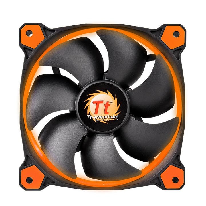 Ventilador Thermaltake Riing 14, LED Naranja, 140mm, 1400RPM, Negro/Naranja