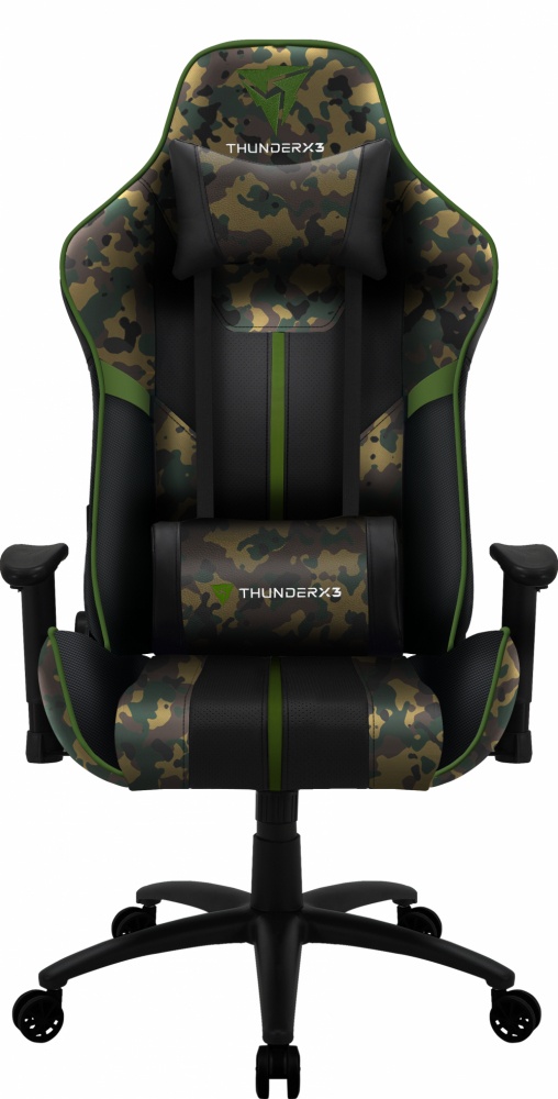 ThunderX3 Silla Gamer BC3 Camo, hasta 150Kg, Negro/Verde