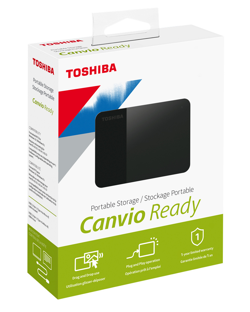 Disco Duro Externo Toshiba Canvio Ready 2.5", 1TB, USB 3.0, Negro, para MAC