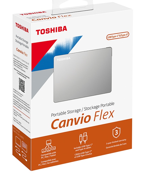 Disco Duro Externo Toshiba Canvio Flex 2.5", 2TB, USB, Plata - para Mac/PC