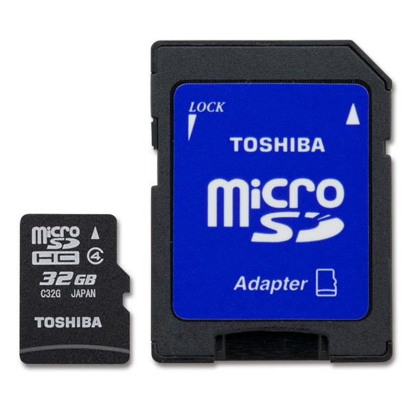 Memoria Flash Toshiba, 32GB microSDHC Clase 4, con Adaptador