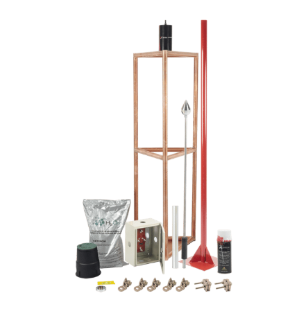 Total Ground Kit de Pararrayos 05V2, Incluye Conectores, Spray Protector y Registro para Electrodo, Cobre