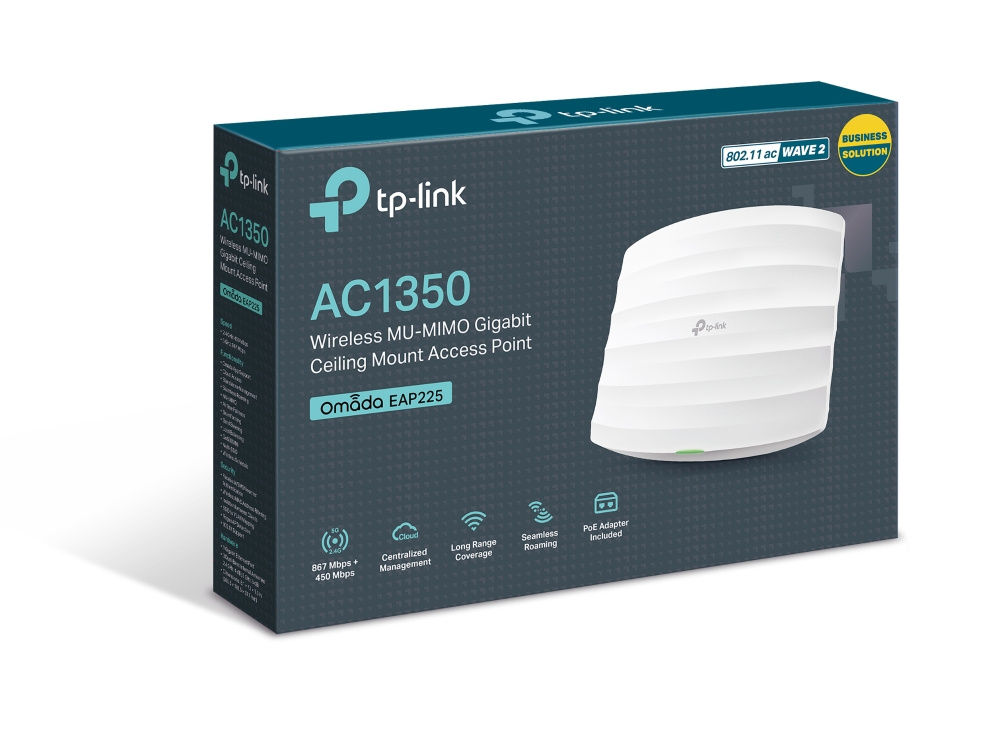 Access Point TP-Link EAP225, 300Mbit/s, 1 x RJ-45, 2.4/5GHz, 3 Antenas Internas de 5 dBi, 1 Pieza 