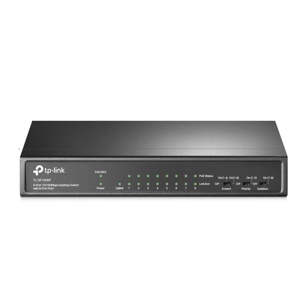 Switch TP-Link Fast Ethernet TL-SF1009P, 9 Puertos 10/100Mbps (8x PoE+), 1.8 Gbit/s, 2.000 Entradas - No Administrable