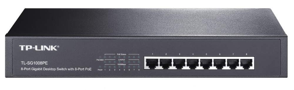 Switch TP-Link Gigabit Ethernet TL-SG1008PE, 10/100/1000Mbps, 16 Gbit/s, 8 Puertos, 8000 Entradas - No Administrable