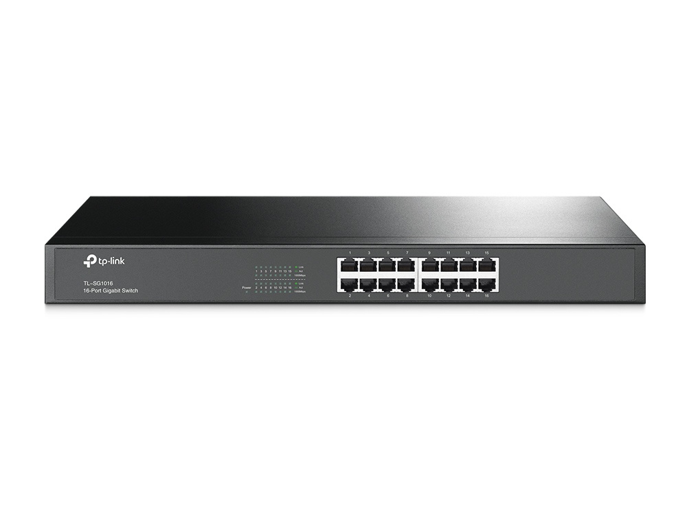 Switch TP-Link Gigabit Ethernet TL-SG1016, 16 Puertos 10/100/1000Mbps, 32 Gbit/s, 8000 Entradas – No Administrable