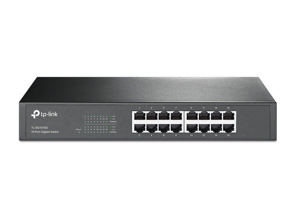 Switch TP-Link Gigabit Ethernet TL-SG1016D, 16 Puertos 10/100/1000Mbps, 32Gbit/s, 8000 Entradas – No Administrable