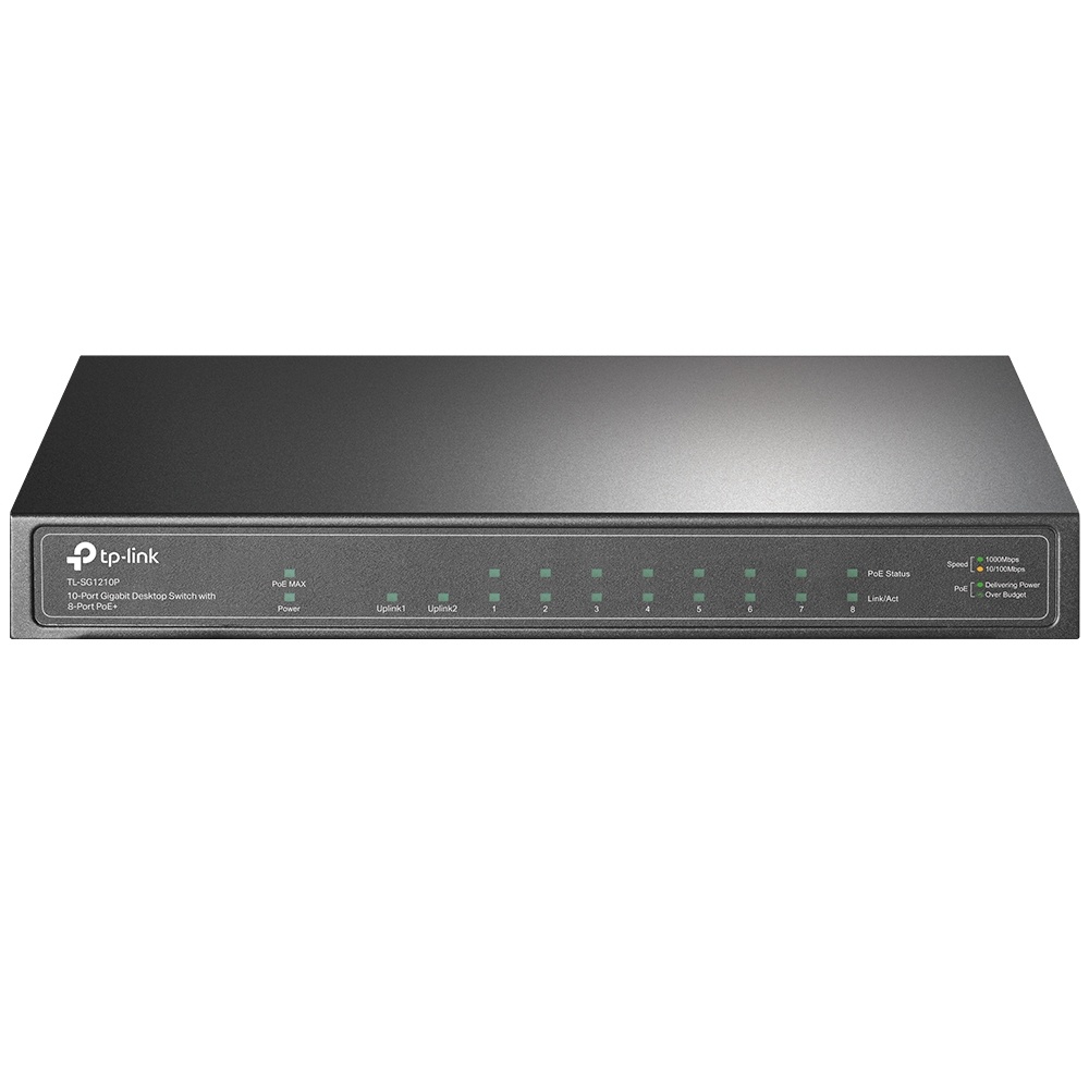 Switch TP-Link Gigabit Ethernet TL-SG1210P,  9 Puertos 10/100/1000Mbps (8x PoE+) + 1 Puerto SFP, 20 Gbit/s, 4000 Entradas - No Administrable