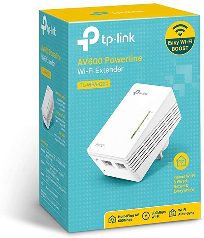 TP-Link Extensor Powerline TL-WPA4220, Inalámbrico, 2x RJ-45, 300 Mbit/s