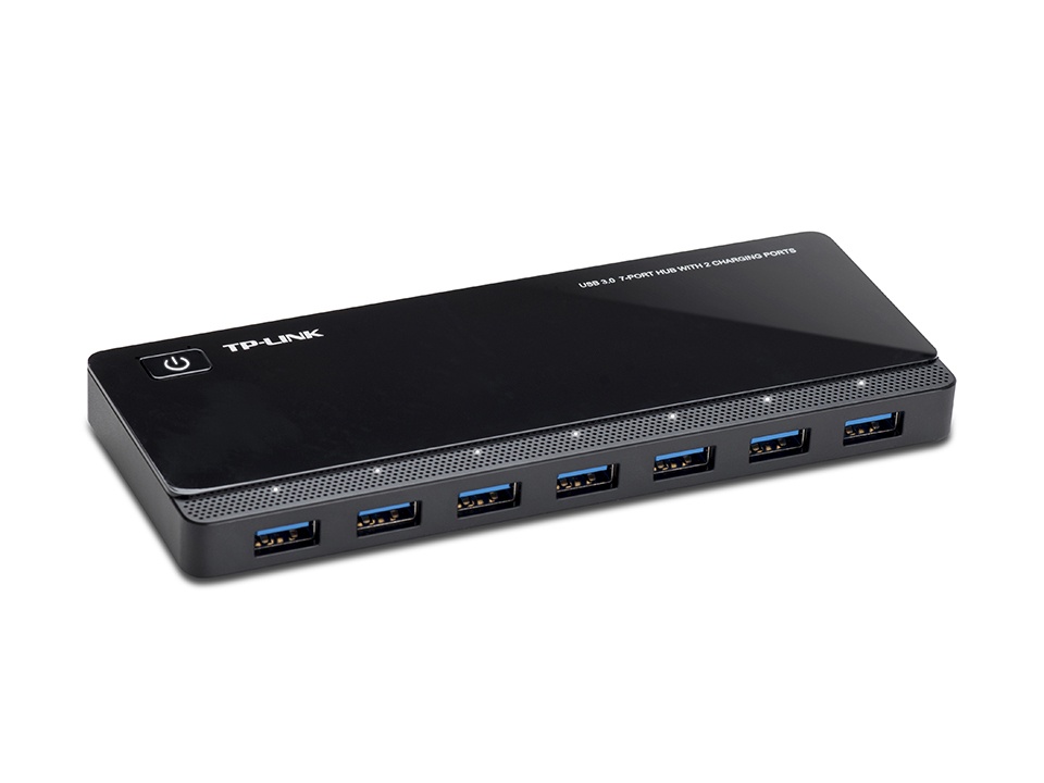 TP-Link Hub con 7 Puertos USB 3.0 y 2 Puertos de Carga, Negro