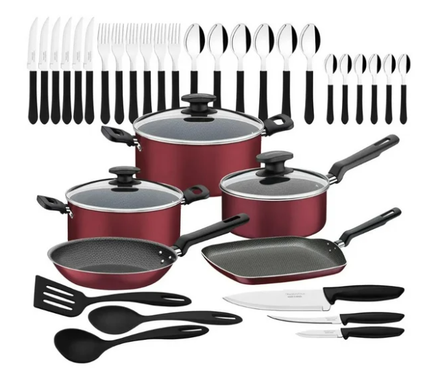 Tramontina Batería de Cocina 27899-328, Aluminio, Antiadherente, 38 Piezas