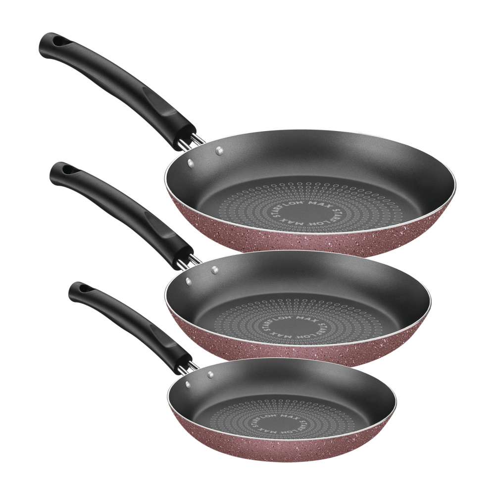 Tramontina Juego de Sartenes 27899339, 3 Piezas, Antiadherente, Aluminio, Rosa
