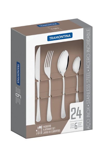 Tramontina Juego de Cubiertos Havana, 24 Piezas, Acero Inoxidable