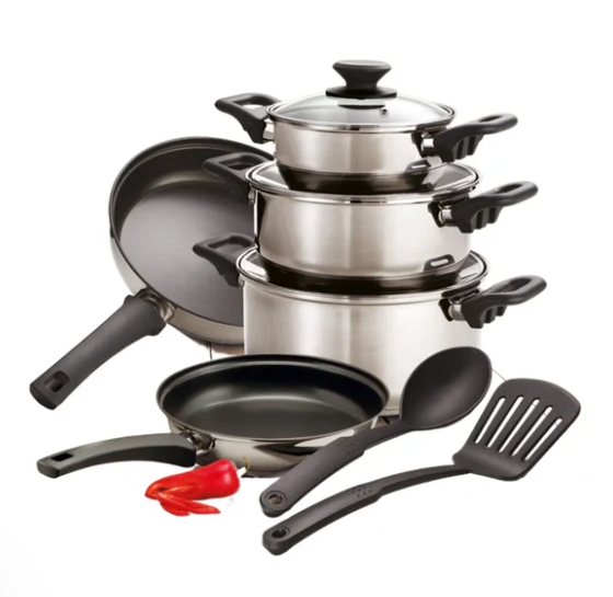 Tramontina Batería de Cocina CK01030069, Acero Inoxidable, Antiadherente, 10 Piezas