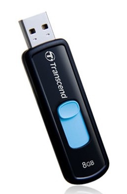 Memoria USB Transcend Jetflash 500, 8GB, USB 2.0, Negro/Azul