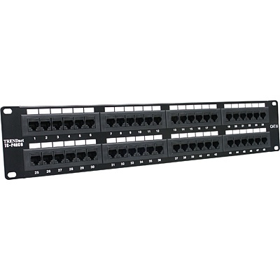 Trendnet Panel de Parcheo Cat3/4/5/6, 48 Puertos RJ-45, Negro