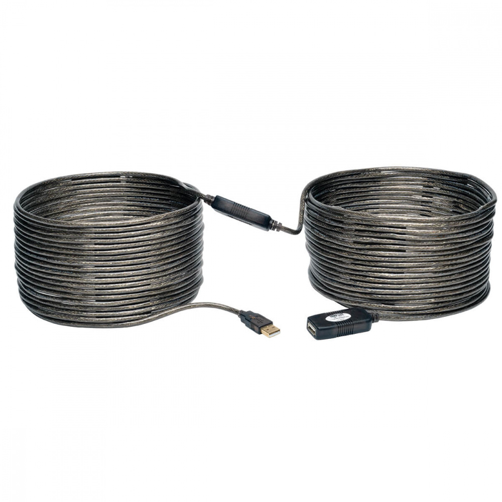 Tripp Lite by Eaton Cable de Extension USB Macho - USB 2.0 Hembra, 20 Metros, Gris