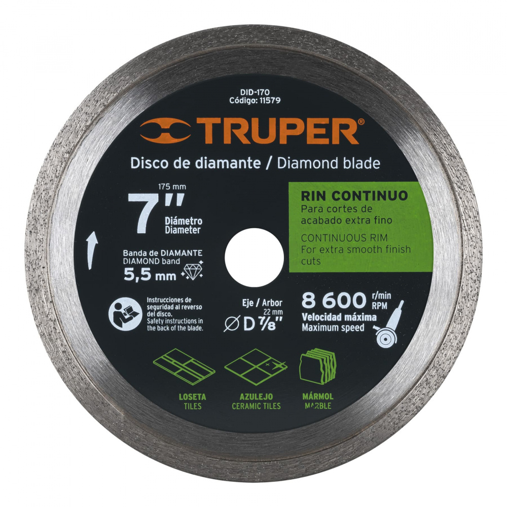 Truper Disco para Máquinas Eléctricas DID-170, 7", para Mármol/Azulejo