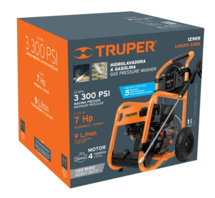 Truper Hidrolavadora con Motor LAGAS-3300, 3.4 Litros, Negro/Naranja