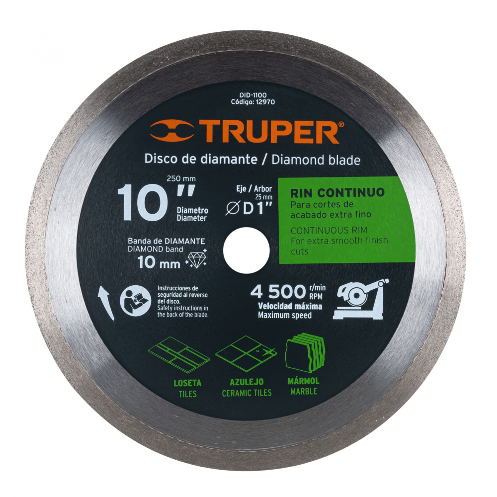 Truper Disco DID-1100, 10", Rin Continuo, para Mármol/Azulejo/Loseta